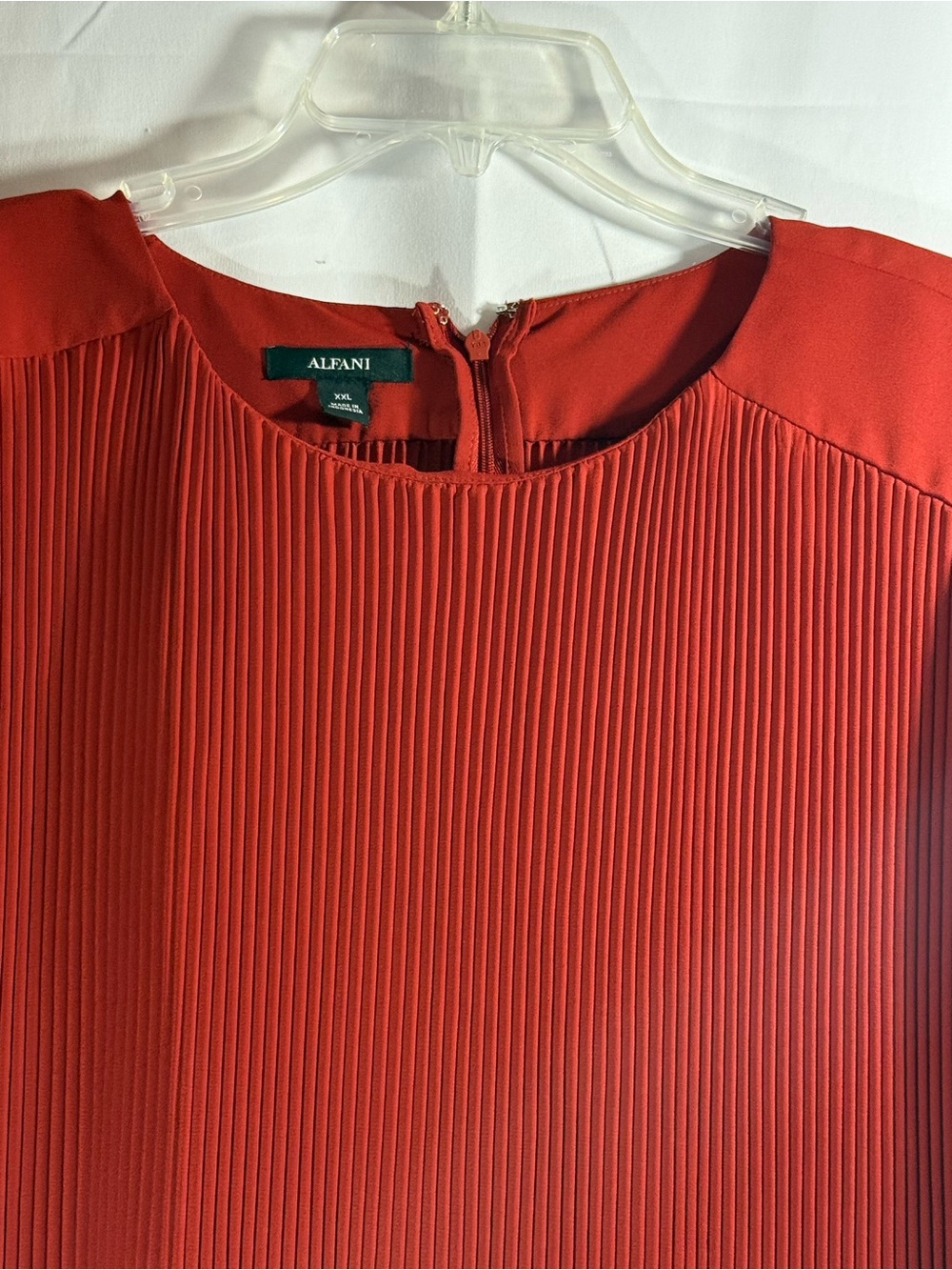 Alfani Women's Orange-Red Pleated Short Sleeve Blouse Size XXL - Picture 4 of 8